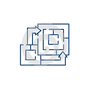Algorithm of the game line icon concept. Algorithm of the game flat  vector symbol, sign, outline illustration.