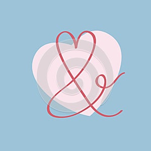 Web ampersand logo. Decorative heart element. Love symbol.