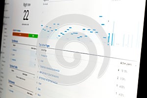 Web analytics data on computer monitor