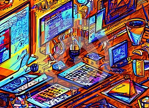 Web Analytics Developer Job Fictional Work Environment. Generative AI.