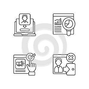 Web analytics linear icons set