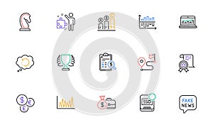 Web analytics, Salary and Marketing strategy line icons for website, printing. For design. Vector