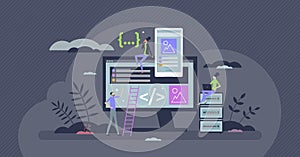 Web app development and phone application programming tiny person concept