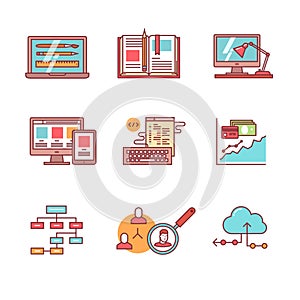 Web and app development, programming icons set