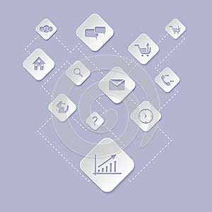 Web application for business, e commerce icon set