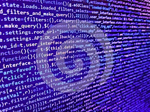 Web or application development, business and technology concept. Developing programming binary code. Simple website HTML code with