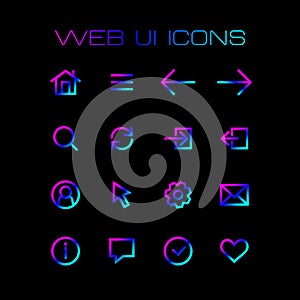Web application ui icons set for simple flat style design