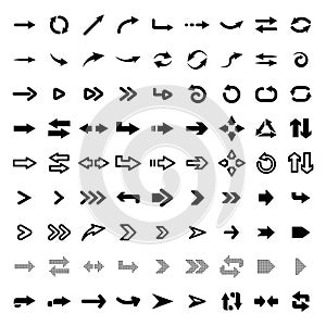 Web arrows. User pointer arrow sign, web interface pictograms, arrows collection for mobile apps, ui and web design