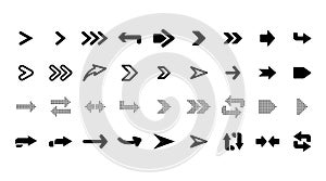Web arrows. User pointer arrow sign, web interface pictograms, arrows collection for mobile apps, ui and web design, arrowheads