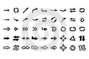 Web arrows. User pointer arrow sign, web interface pictograms, arrows collection for mobile apps, ui and web design
