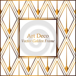 Gold pattern on a white background. Vintage vector frame for invitations, greeting cards, covers. Geometric pattern