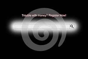 Web banner with blank space and message - Trouble with money? Re