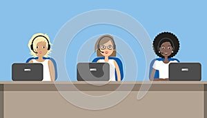 Web banner of call center workers