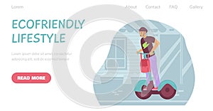 Web banner with call to use of eco friendly alternative urban electric transport