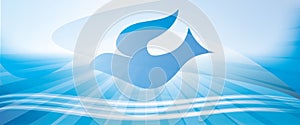 Web banner christian baptism concept with dove and waves of water