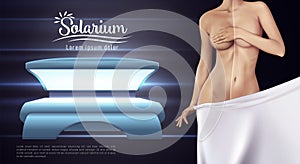 Web banner design of solarium. Concept vector illustration of skin care