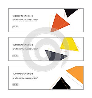 Web banner design template set consisting of abstract backgrounds made with parallelogram shapes