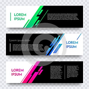 Web banner design vector template background. Modern horizontal white layout with black brick