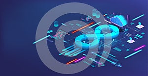 Web banner DevOps processing concept