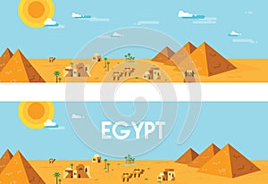 Web banner. Landscape of ancient egypt. Editable Vector Illustration