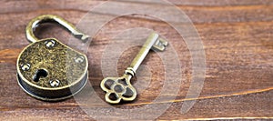 Web banner of  life coaching, solution key with opened padlock photo