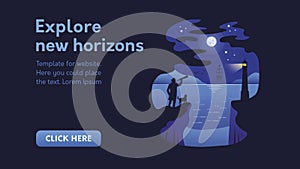 web banner lighthouse in sea