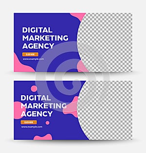 Web banner template, digital marketing concept, advertising vector graphic organic shape