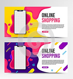 Web banner vector template. Flyer design for online shopping, digital marketing. Concept for banner and brochure.