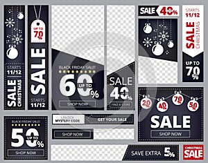 Web banners ad. Different sizes and shapes of advertizing business banners collection vector template isolated