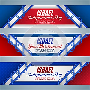 Web banners for Israel national holiday, celebration of Independence day