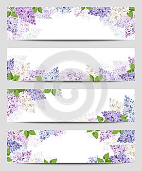 Web banners with lilac flowers. Vector eps-10. photo