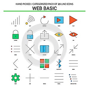 Web Basic Flat Line Icon Set - Business Concept Icons Design