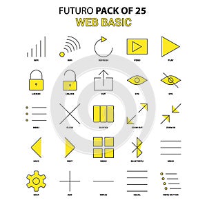 Web Basic Icon Set. Yellow Futuro Latest Design icon Pack