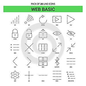 Web Basic Line Icon Set - 25 Dashed Outline Style