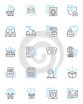 Web bazaar linear icons set. E-commerce, Online, Marketplace, Digital, Storefront, Platform, Shopping line vector and