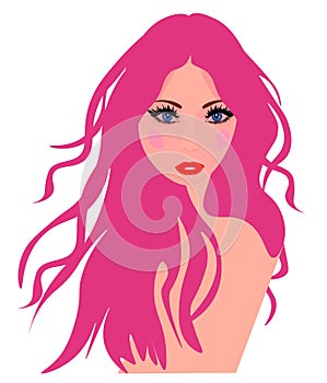Web beautiful young woman in flower wreath. Vector illustration