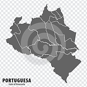 Blank map Portuguesa State of Venezuela. High quality map Portuguesa State with municipalities photo