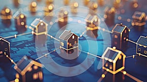 A web of blockchain links connecting different properties streamlining the buying and selling process in the real estate photo