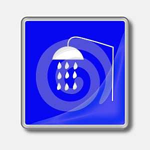 Web blue button with shower symbol.