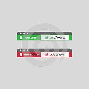 Web Browser Address Bars Showing Secure and Insecure Addresses - Mandatory Secure Browsing, Encoded Transfers and Connections