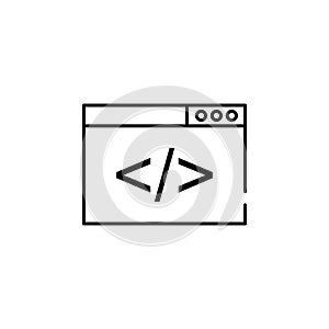web browser coding icon. Element of seo and online marketing icon for mobile concept and web apps. Thin line web browser coding