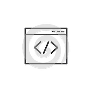 Web browser coding outline icon