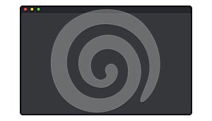 Web browser mockup window in dark mode modern flat simple line. web interface blank. Frame screen webpage ui template