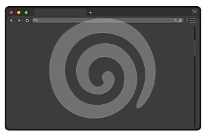 Web browser mockup window in dark mode modern flat simple line. web interface blank. Frame screen webpage ui template