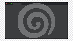 Web browser mockup window in dark mode modern flat simple line. web interface blank. Frame screen webpage ui template