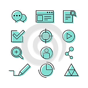 Web browser seo infographic icon set