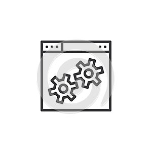 Web browser setting gear outline icon