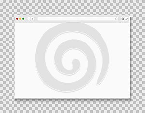 Web browser window. Computer or internet frame template design of flat page mockup. Blank screen web browser