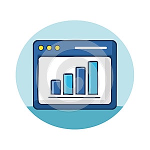 Web Browser Window Displaying Bar Chart Illustration for Business Growth and Data Analysis