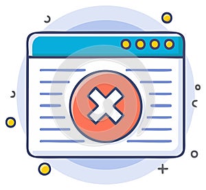 Web Browser Window with Error Message and Close Icon